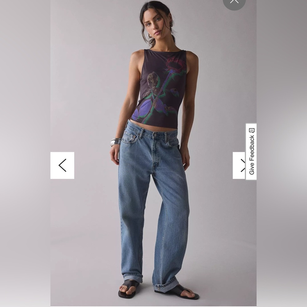 UO Mercedes X-Ray Rose Graphic Boatneck Tank Top